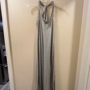 Gray/white stripped maxi dress